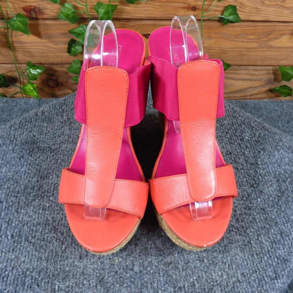 Charles by Charles David Womens Wedge Sandals Size 10M Summer Coral Pink Cork